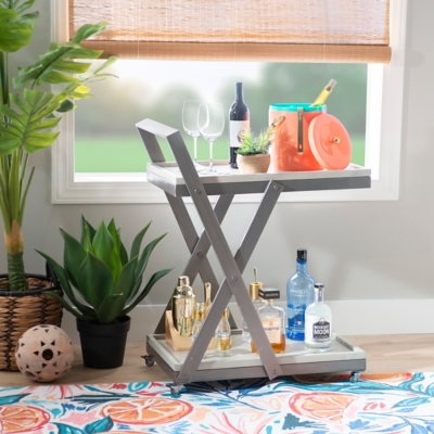 Linon Lemmie Bar Cart, Gray, rollover