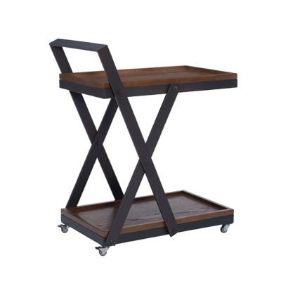 Linon Lemmie Bar Cart, Warm Nut Brown, large