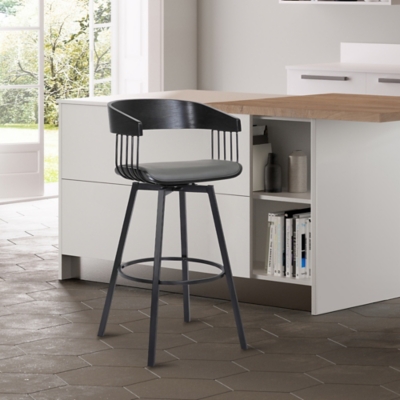 Athena Swivel Counter Stool, Gray/Black, rollover