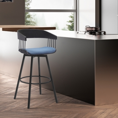 Athena Swivel Bar Stool, Blue/Black, rollover