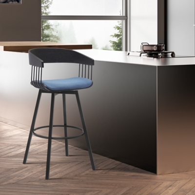 Athena Swivel Bar Stool, Blue/Black