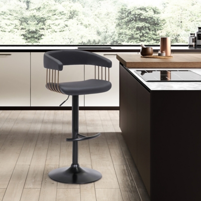 Calista Adjustable Bar Stool, Black/Bronze, rollover