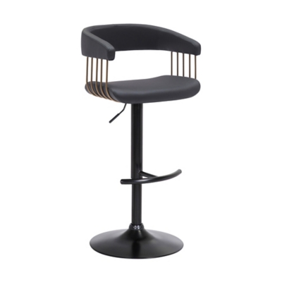 Calista Adjustable Bar Stool, Black/Bronze, large
