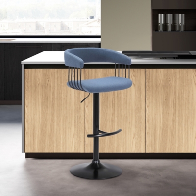 Calista Adjustable Bar Stool, Blue/Black, rollover
