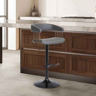Calista Adjustable Bar Stool, Gray/Black/Bronze, rollover