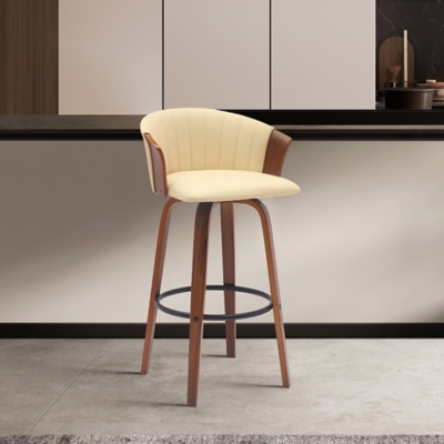 Diana Swivel Bar Stool, Cream/Walnut/Black, rollover
