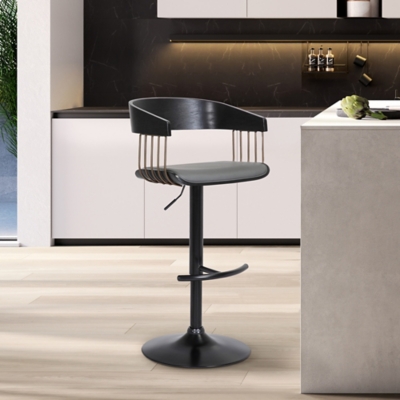 Larisa Adjustable Bar Stool, Gray/Black/Bronze, rollover