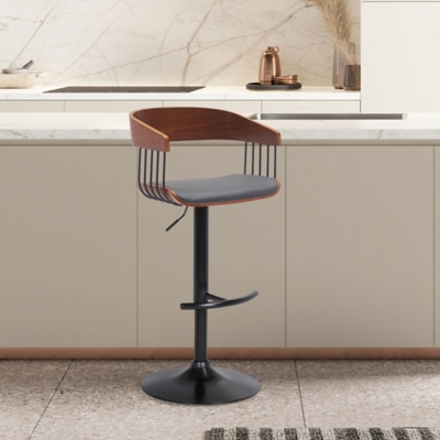 Larisa Adjustable Bar Stool, Gray/Walnut/Black