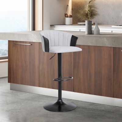 Lydia Adjustable Bar Stool, Light Gray/Black, rollover