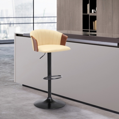 Lydia Adjustable Bar Stool, Cream/Walnut/Black, rollover