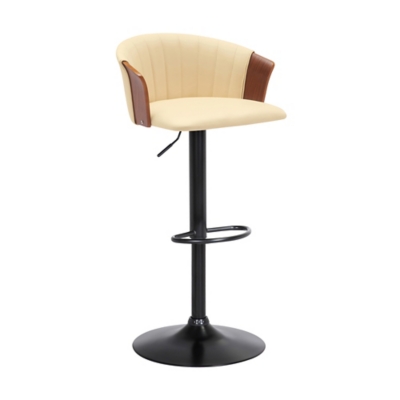 Lydia Adjustable Bar Stool, Cream/Walnut/Black, large