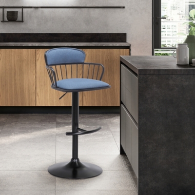 Nash Adjustable Bar Stool, Blue/Black, rollover