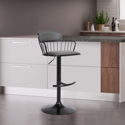 Nash Adjustable Bar Stool, Gray/Black