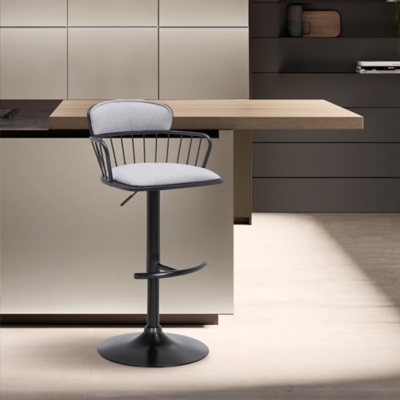 Nash Adjustable Bar Stool, Light Gray/Black, rollover