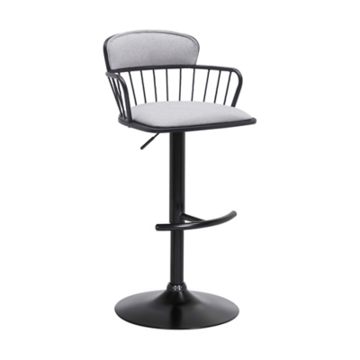 Nash Adjustable Bar Stool, Light Gray/Black, large