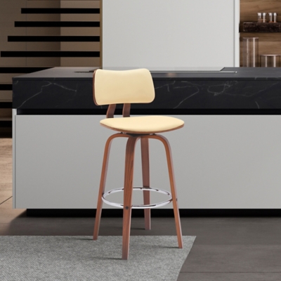 Pico Swivel Counter Stool, Cream/Walnut/Chrome, rollover