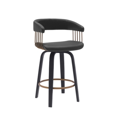 Topanga Swivel Counter Stool, Black/Bronze, large