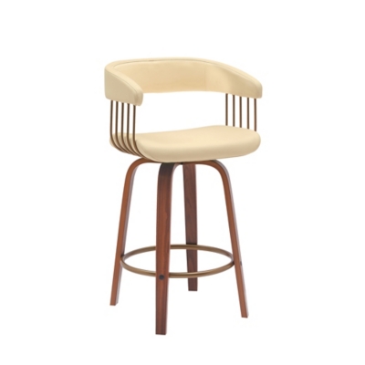 Topanga Swivel Counter Stool, Cream/Walnut/Bronze, large