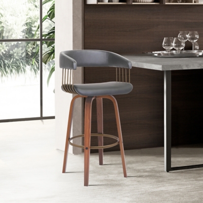 Topanga Swivel Counter Stool, Gray/Walnut/Bronze, rollover