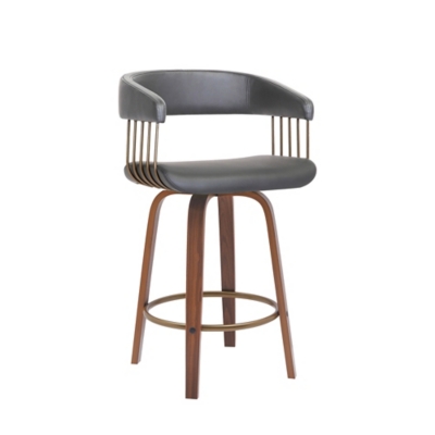 Topanga Swivel Counter Stool, Gray/Walnut/Bronze, large