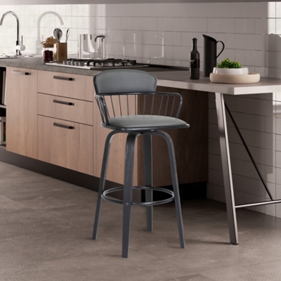 Willow Swivel Bar Stool, Gray/Black, rollover