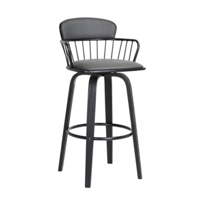 Willow Swivel Bar Stool, Gray/Black, large