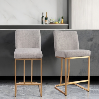 Ambience Counter Stools (Set of 2), Gray/Gold