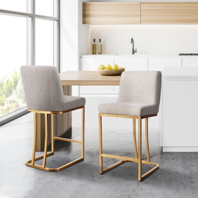 D600010220 Ambience Counter Stools (Set of 2), Beige/Gold sku D600010220