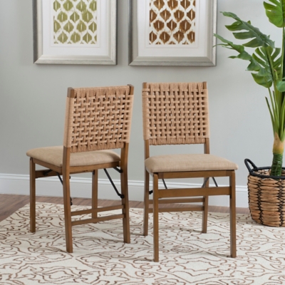 Linon Mally Woven Back Folding Chair, , rollover