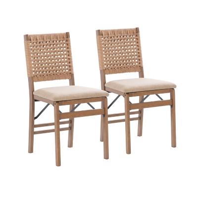 Linon Mally Woven Back Folding Chair, , large