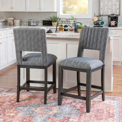 Linon Opal Counter Stool (Set of 2), Charcoal