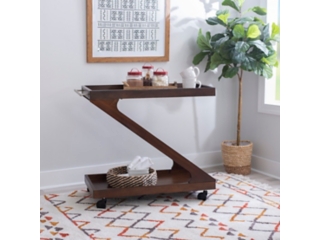 Linon Wille Wood Rolling Bar Cart