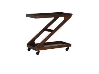 Linon Wille Wood Rolling Bar Cart