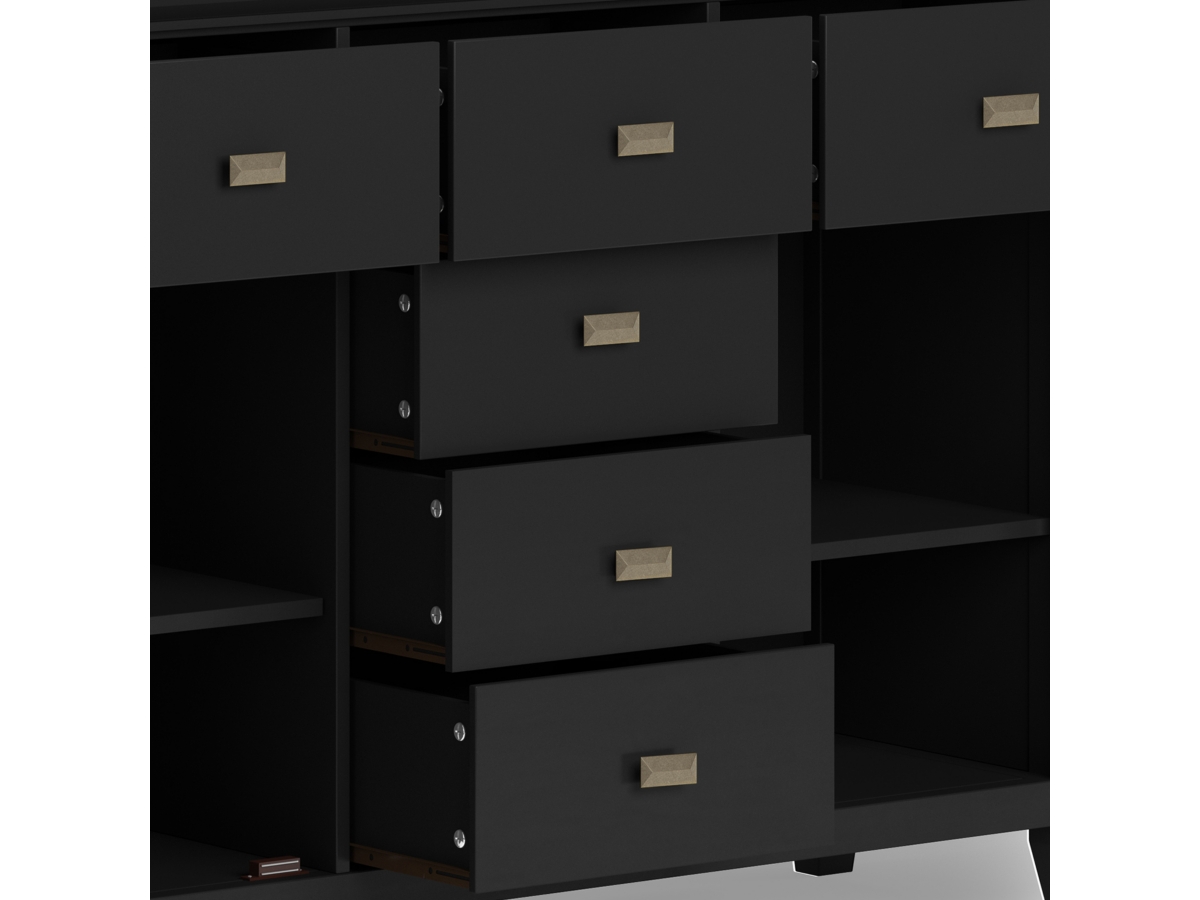 Simpli Home Artisan Sideboard Buffet Credenza, Black, large