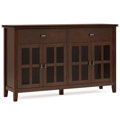 Simpli Home Artisan 4 Door Sideboard Buffet, Brown, large