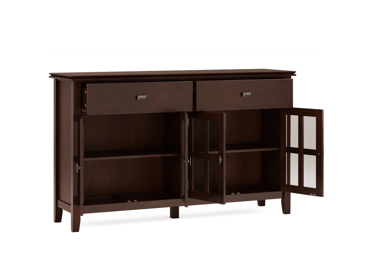 Simpli Home Artisan 4 Door Sideboard Buffet, Brown, large