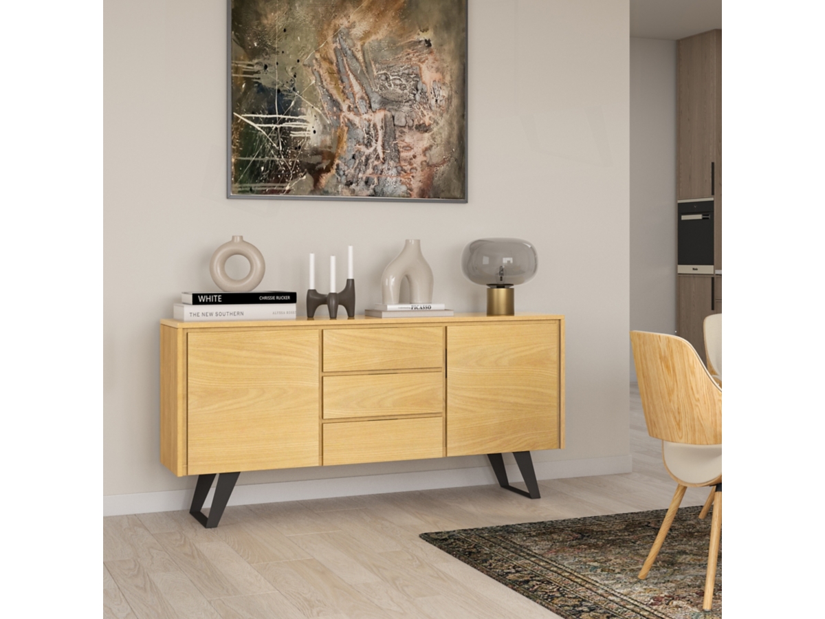 Simpli Home Lowry Sideboard Buffet, Oak, large