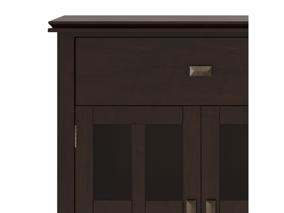 Simpli Home Artisan 4 Door Sideboard Buffet, Dark Chestnut Brown, large