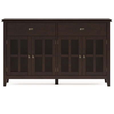 Simpli Home Artisan 4 Door Sideboard Buffet, Dark Chestnut Brown, large