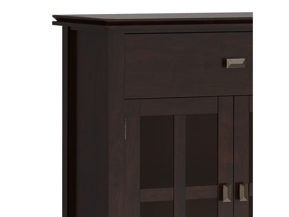 Simpli Home Artisan 4 Door Sideboard Buffet, Dark Chestnut Brown, large