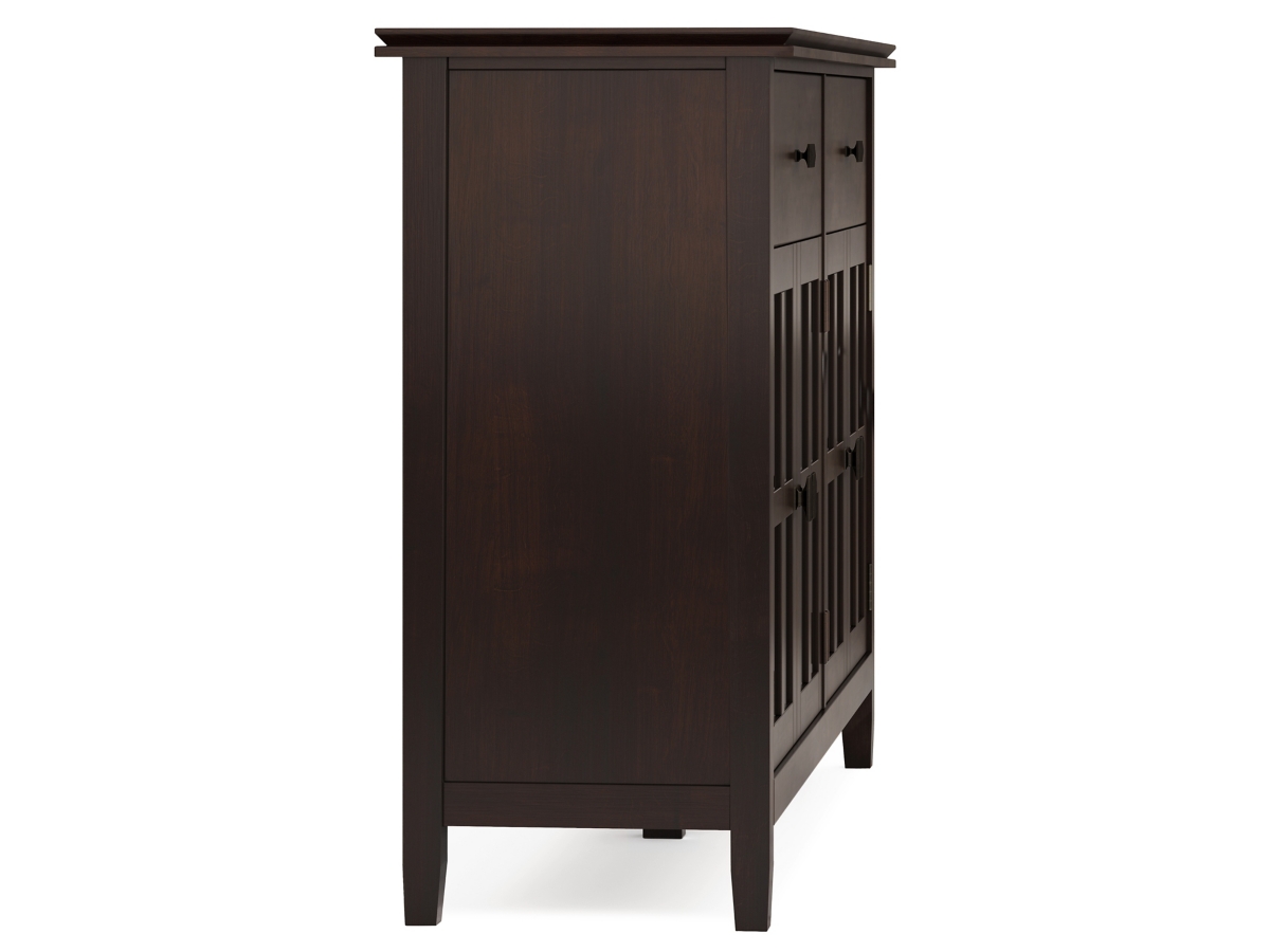 Simpli Home Artisan 4 Door Sideboard Buffet, Dark Chestnut Brown, large