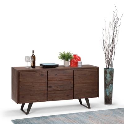 Simpli Home Lowry Sideboard Buffet, Distressed Charcoal Brown, rollover