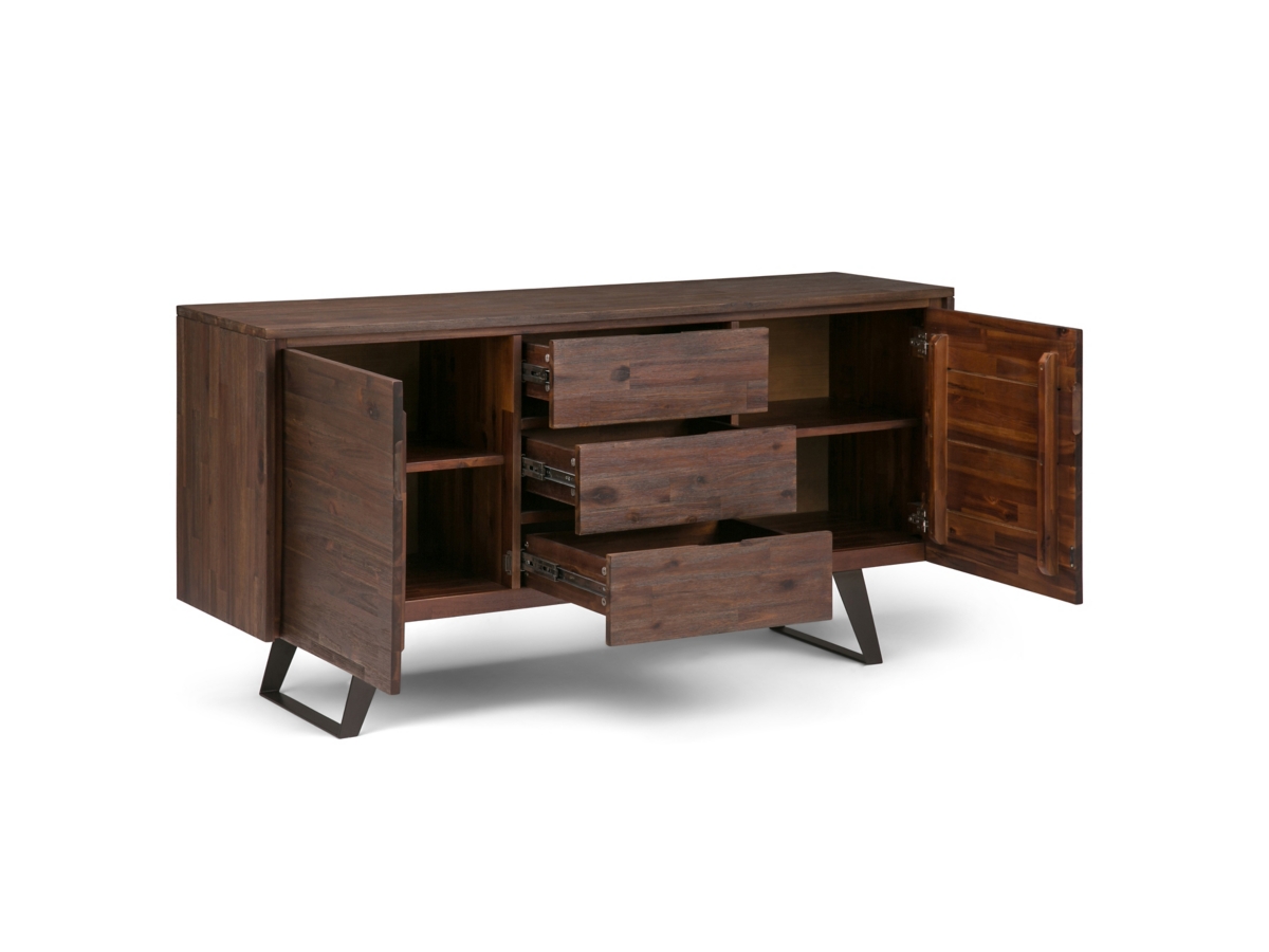 Simpli Home Lowry Sideboard Buffet, Distressed Charcoal Brown, large