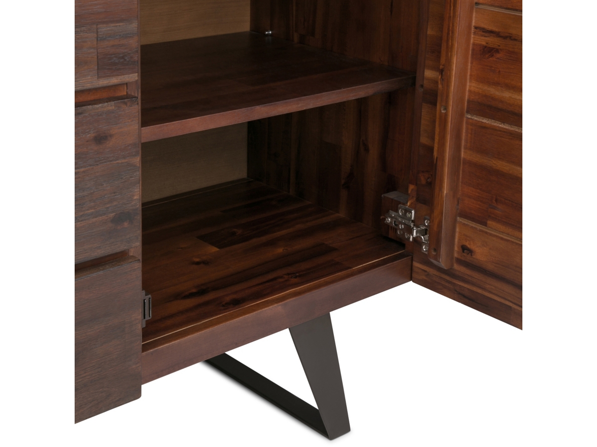 Simpli Home Lowry Sideboard Buffet, Distressed Charcoal Brown, large