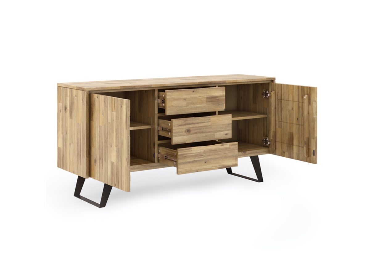 Simpli Home Lowry Sideboard Buffet, Distressed Golden Wheat, large