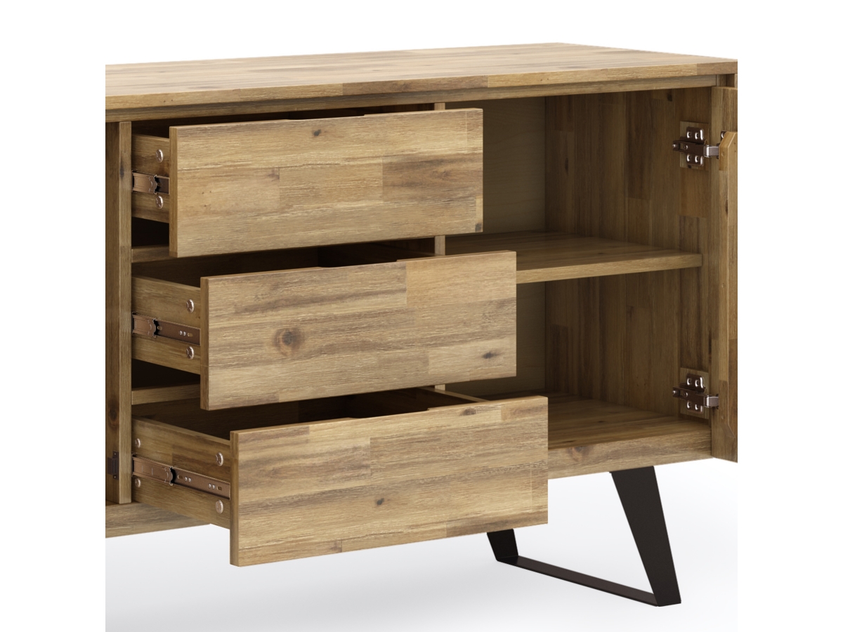 Simpli Home Lowry Sideboard Buffet, Distressed Golden Wheat, large