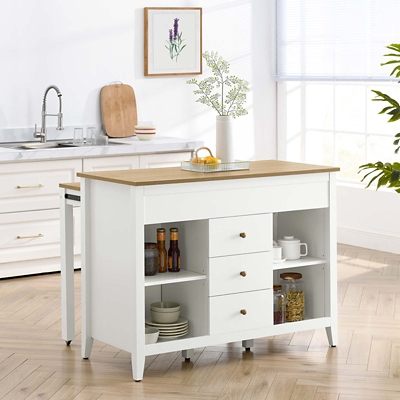 D600010325 Farmstead Kitchen Island, Oak/White sku D600010325