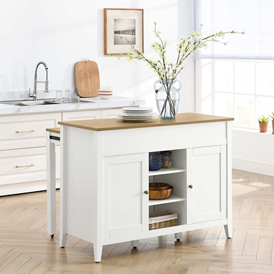 D600010329 Garland Kitchen Island, Oak/White sku D600010329