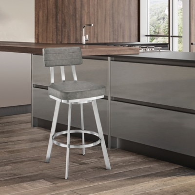 Benjamin Swivel Counter Stool, Gray/Chrome, rollover