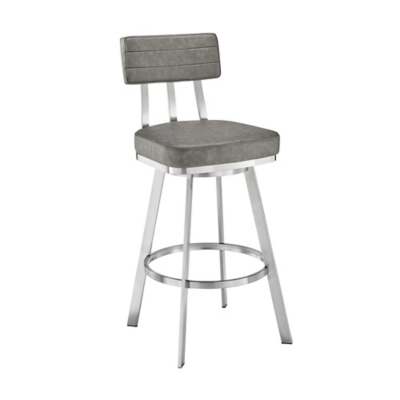 Benjamin Swivel Counter Stool, Gray/Chrome, large